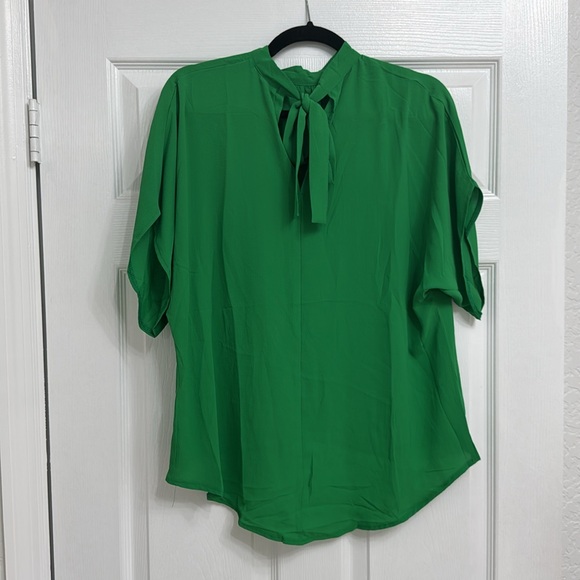 Women's Solid Cape Short Sleeve Loose Top / GREEN - Picture 4 of 4